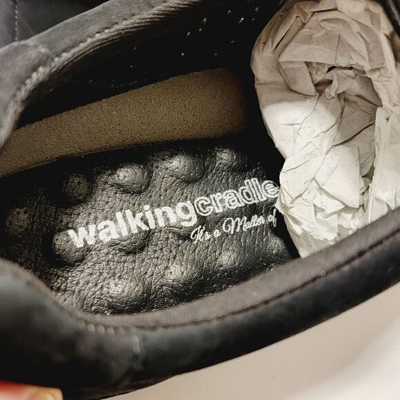 Walking Cradles Black White Suede Destin Lace Up Comfort Sneaker Size 7.5 - Picture 7 of 8